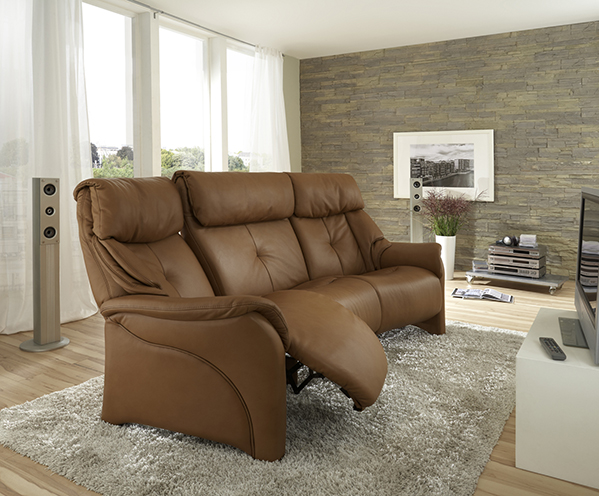 HIMOLLA CHESTER BROWN SOFA 3 SEATER SOFA ONE SEAT RECLINED