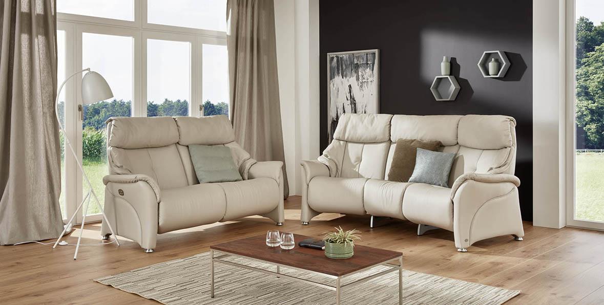 HIMOLLA CHESTER CREAM LEATHER SOFAS ROOM SET