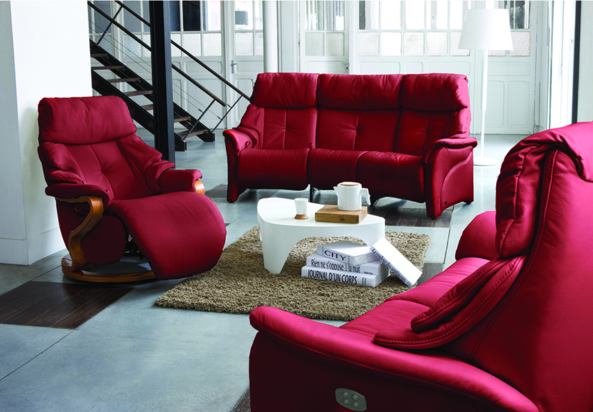 HIMOLLA CHESTER SOFAS _ CHAIR RED LEATHER ROOM SET