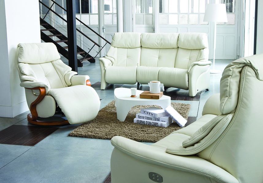 HIMOLLA CHESTER SOFAS _ CHAIR WHITE LEATHER ROOM SET