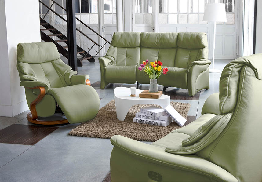 HIMOLLA CHESTER SOFAS _ CHAIRS GREEN LEATHER ROOM SET