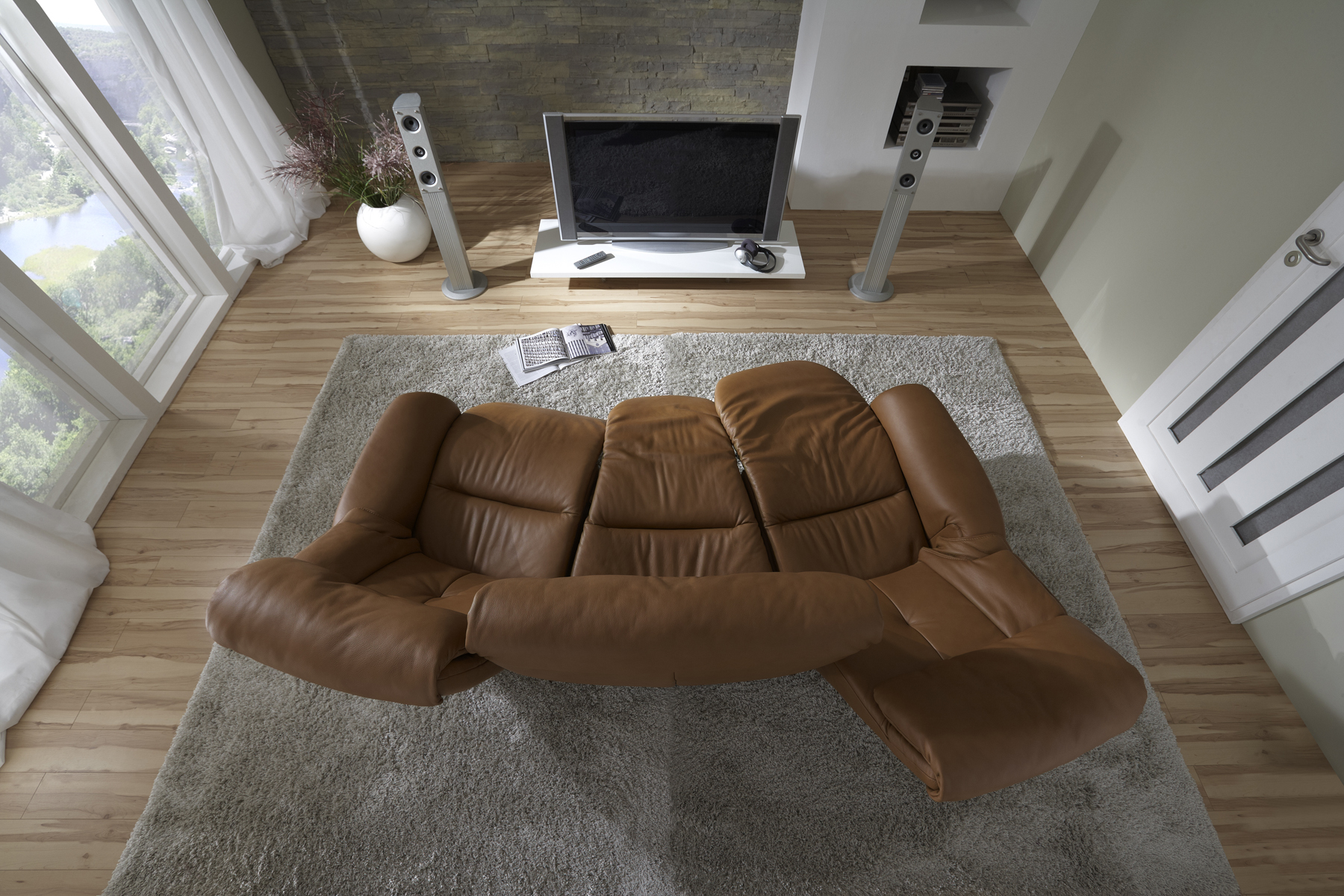 HIMOLLA RHINE BROWN SOFA AERIEL VIEW