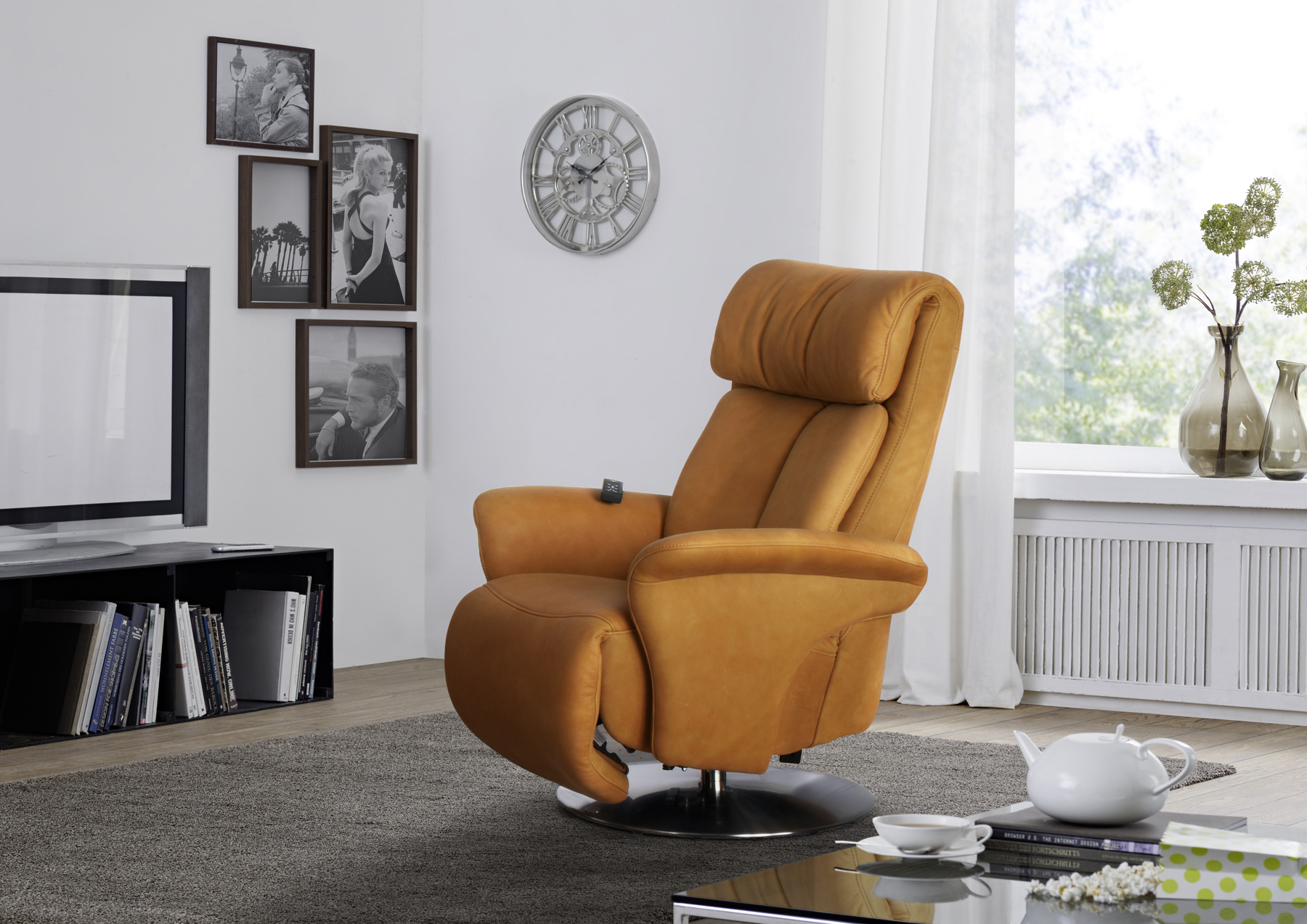 HIMOLLA SINARTRA ORANGE LEATHER CHAIR ROOM SET