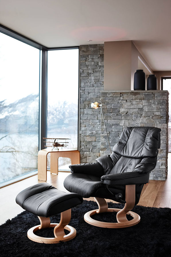 STRESSLESS RENO CHAIR BLACK LEATHER