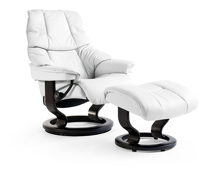 STRESSLESS RENO CHAIR WHITE LEATHER _ DARK WOOD