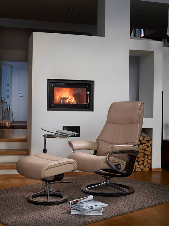 STRESSLESS VIEW CHAIR BEIGE LEATHER ROOM SET