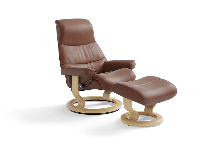 STRESSLESS VIEW CHAIR IN BROWN LEATHER