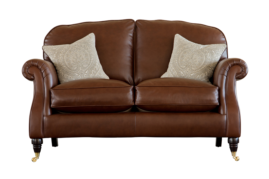 WESTBURY LEATHER SOFA WITH FEET _ CASTORS FRONT VIEW