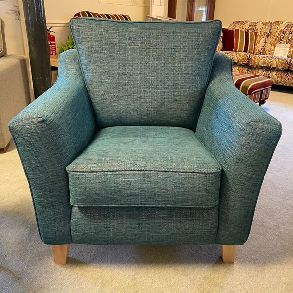 CHAIR IN TEAL WOVEN FABRIC