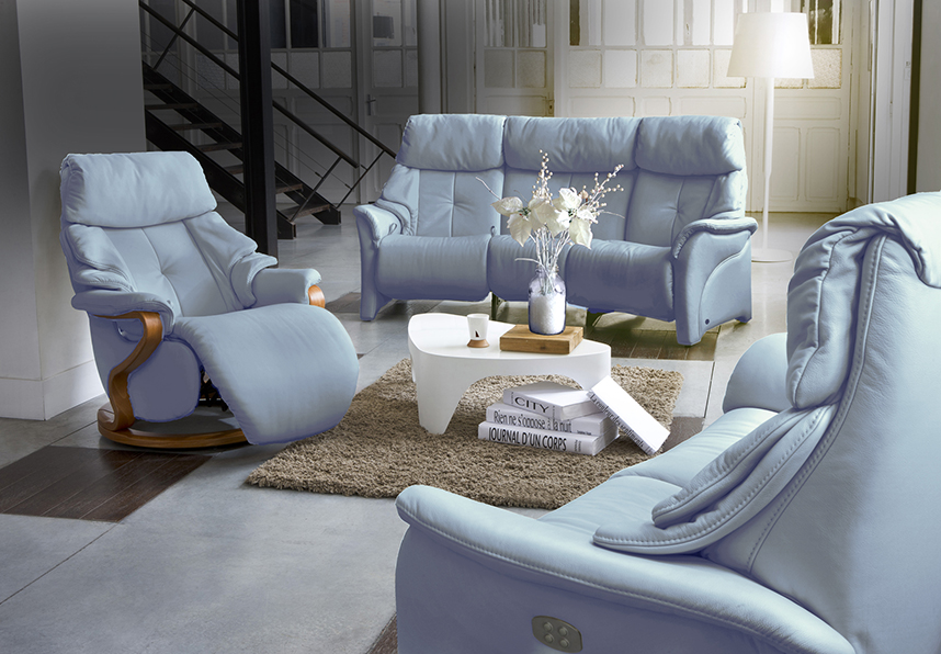 HIMOLLA CHESTER SOFAS _ CHAIRS BLUE LEATHER ROOM SET
